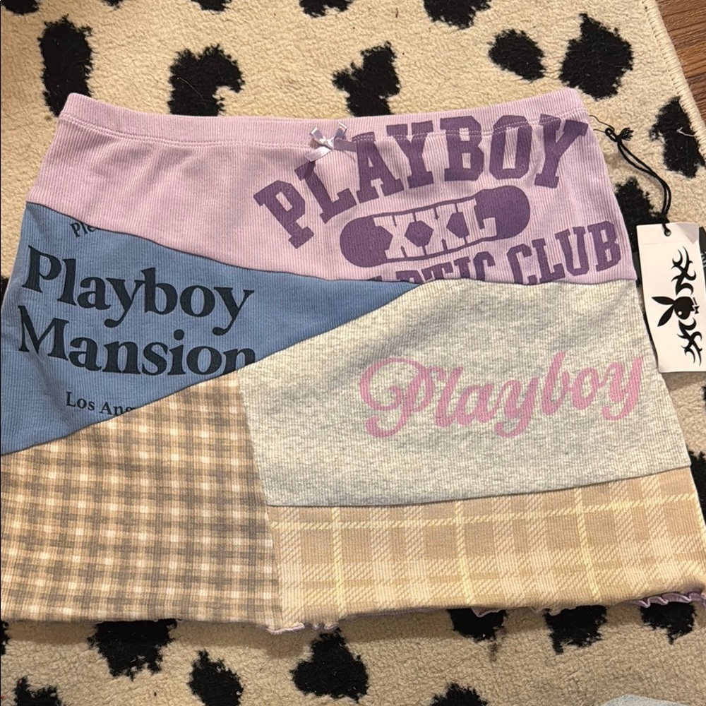 Playboy Kids Patchwork Skirt - Purple, Blue, Tan